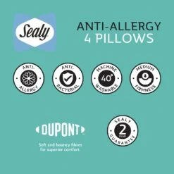 Sealy Anti Allergy Medium Firm Pillow - 4 Pack 17 Sealy Anti Allergy Medium Firm Pillow - 4 Pack -Habitat 1156609 R Z008A