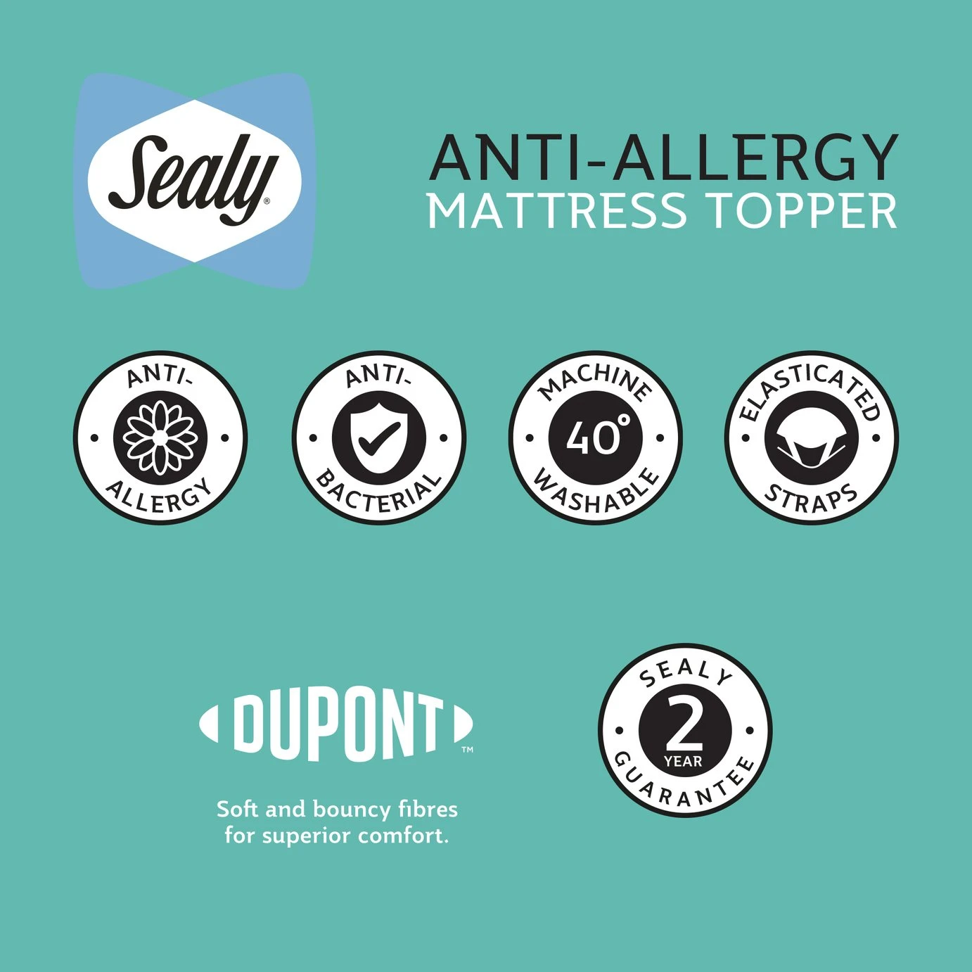 Sealy Anti Allergy Hollowfibre Mattress Topper - Double 11 Sealy Anti Allergy Hollowfibre Mattress Topper - Double - Image 9
