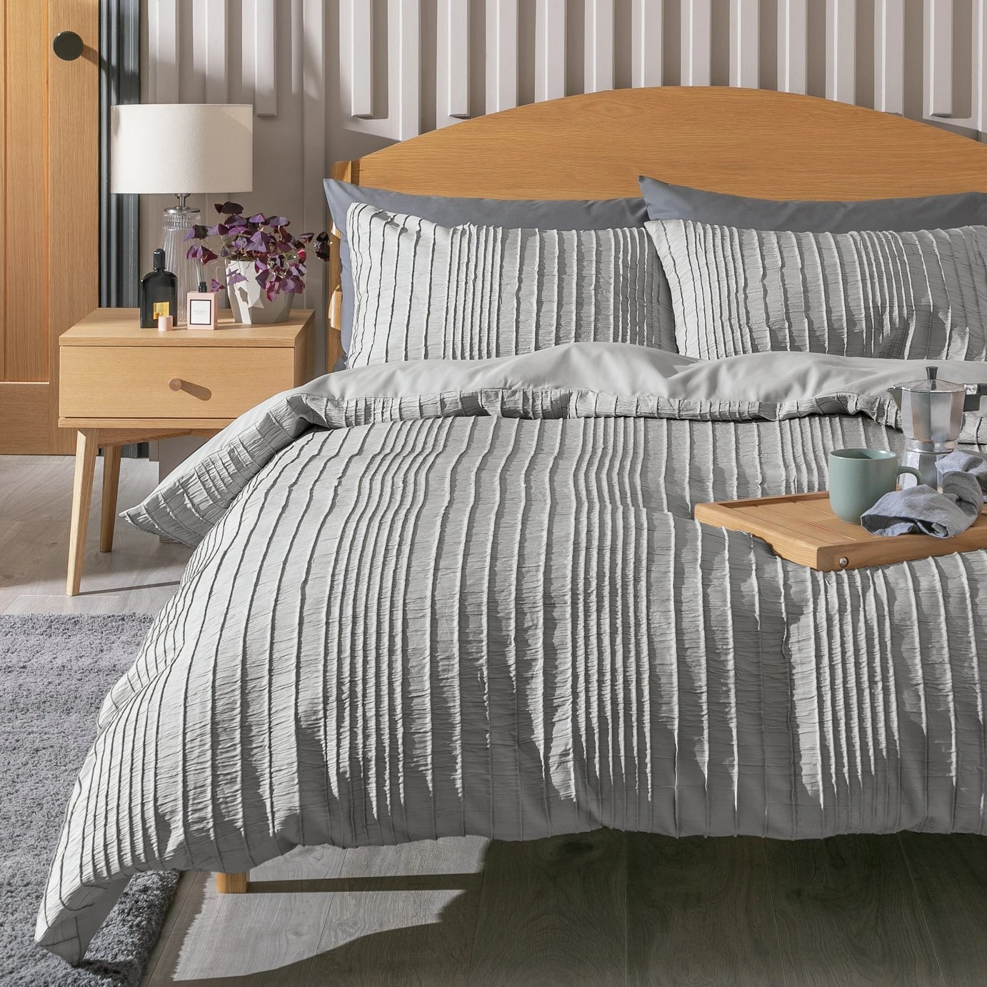 Habitat Crinkle Grey Bedding Set - Single 3 Habitat Crinkle Grey Bedding Set - Single