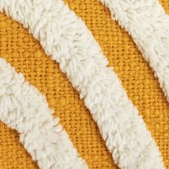 Habitat Geo Tufted Cushion - Yellow & White - 60x30cm -Habitat 1240209 R B001