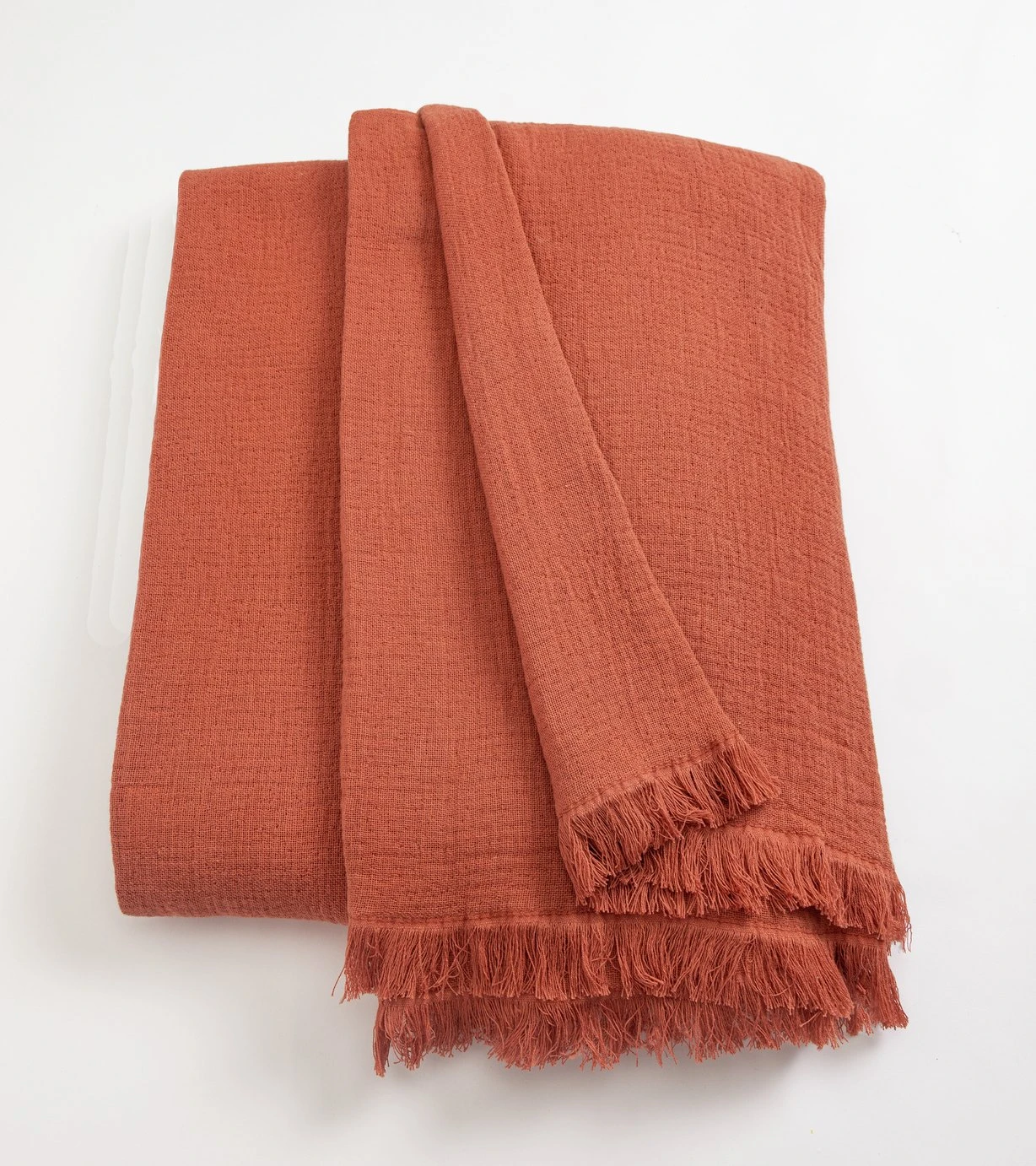 Habitat Cotton Plain Textured Throw - Terracotta - 150x200cm 3 Habitat Cotton Plain Textured Throw - Terracotta - 150x200cm