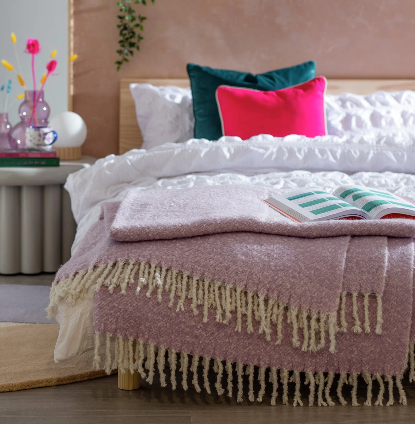 Habitat Faux Textured Mohair Throw - Lilac - 150x200cm 4 Habitat Faux Textured Mohair Throw - Lilac - 150x200cm - Image 2