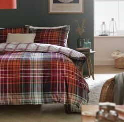 Habitat Red Brushed Check Bedding Set - Single