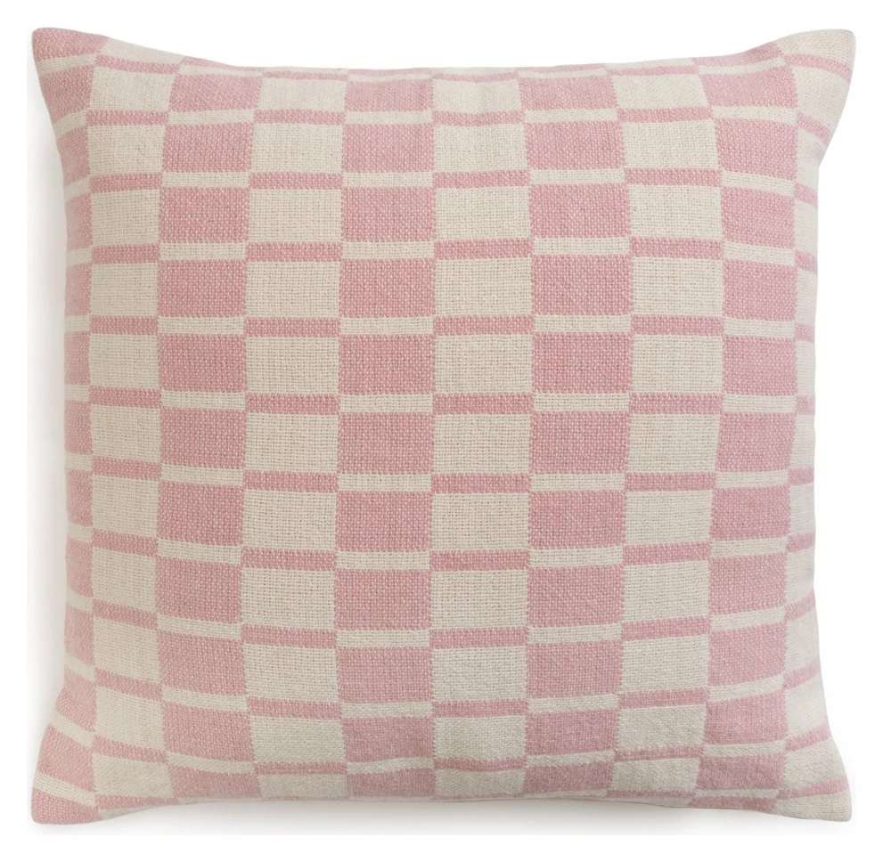 Habitat Checker Board Cushion - White & Pink - 43x43cm 3 Habitat Checker Board Cushion - White & Pink - 43x43cm