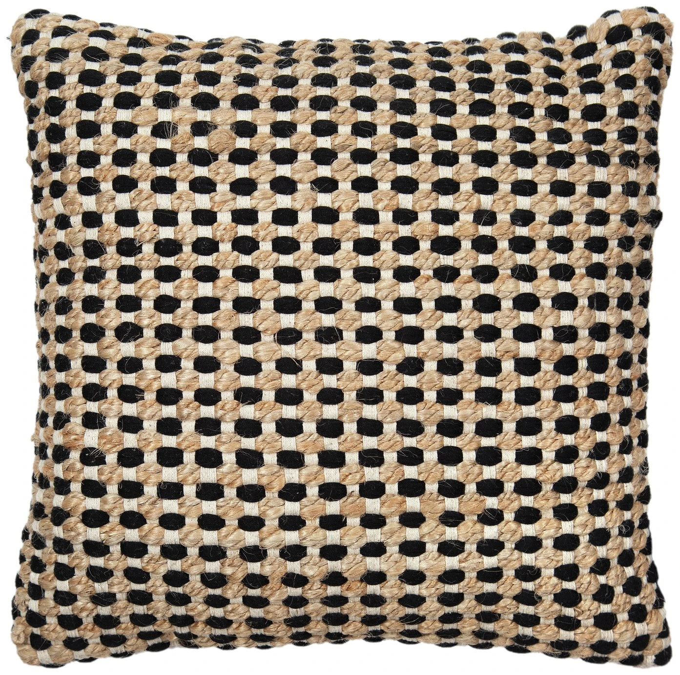 Habitat Jute Mono Check Cushion - Natural - 43X43cm