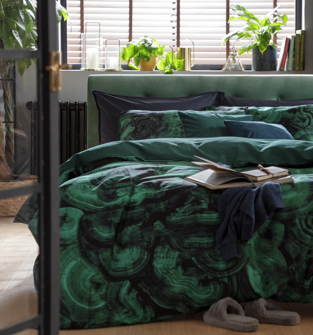 Habitat Cotton Malachite Print Green Bedding Set - Double 3 Habitat Cotton Malachite Print Green Bedding Set - Double
