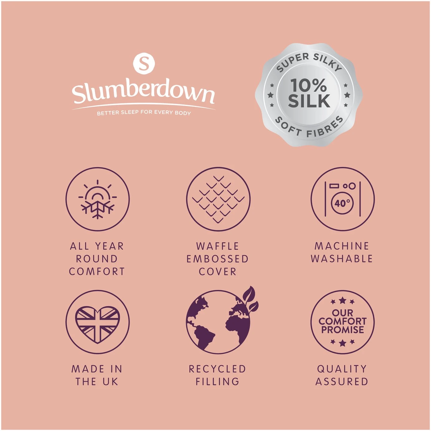 Slumberdown Silk Touch 10.5 Tog Duvet - Single 14 Slumberdown Silk Touch 10.5 Tog Duvet - Single - Image 12