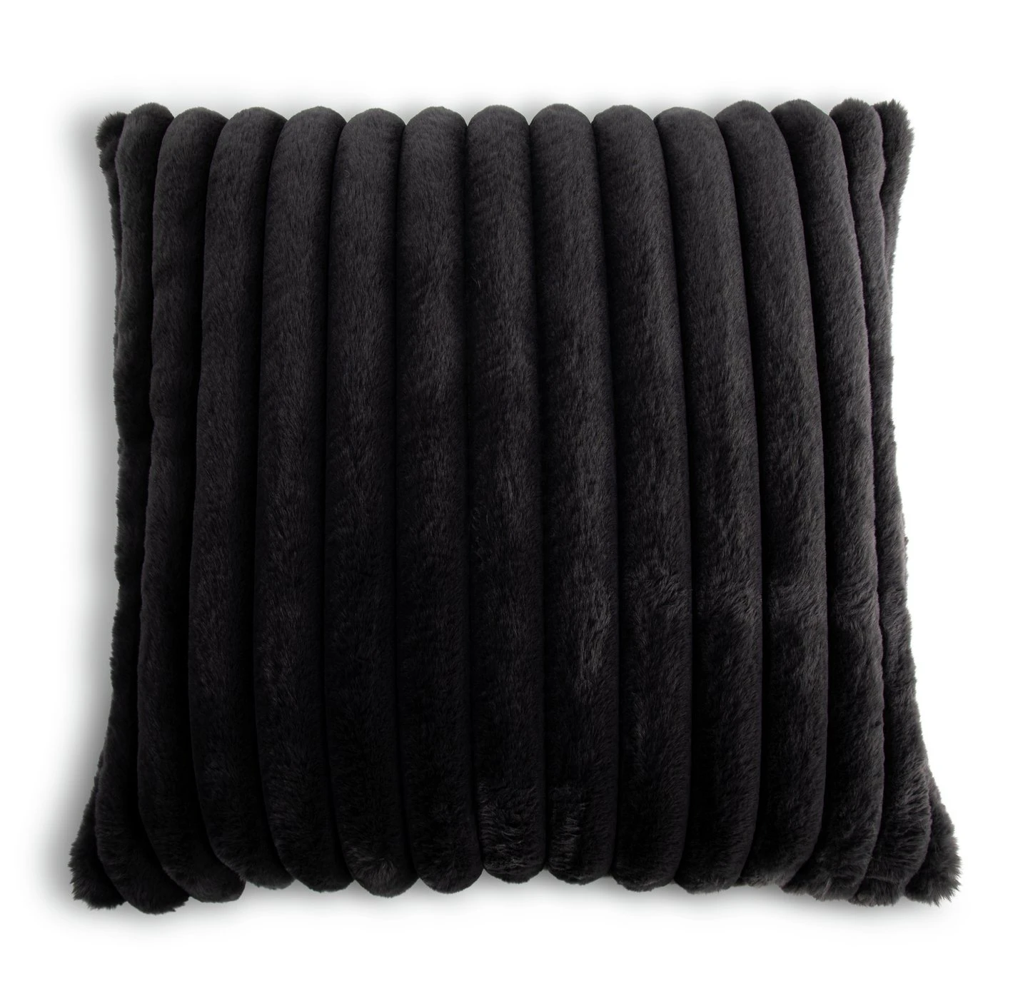 Habitat Ribbed Faux Fur Cushion - Charcoal - 50X50cm