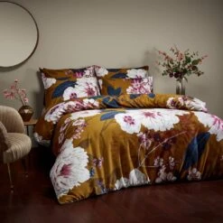 Paoletti Cotton Kyoto Floral 200TC Brown Bedding Set- Double -Habitat 3066302 R Z003A