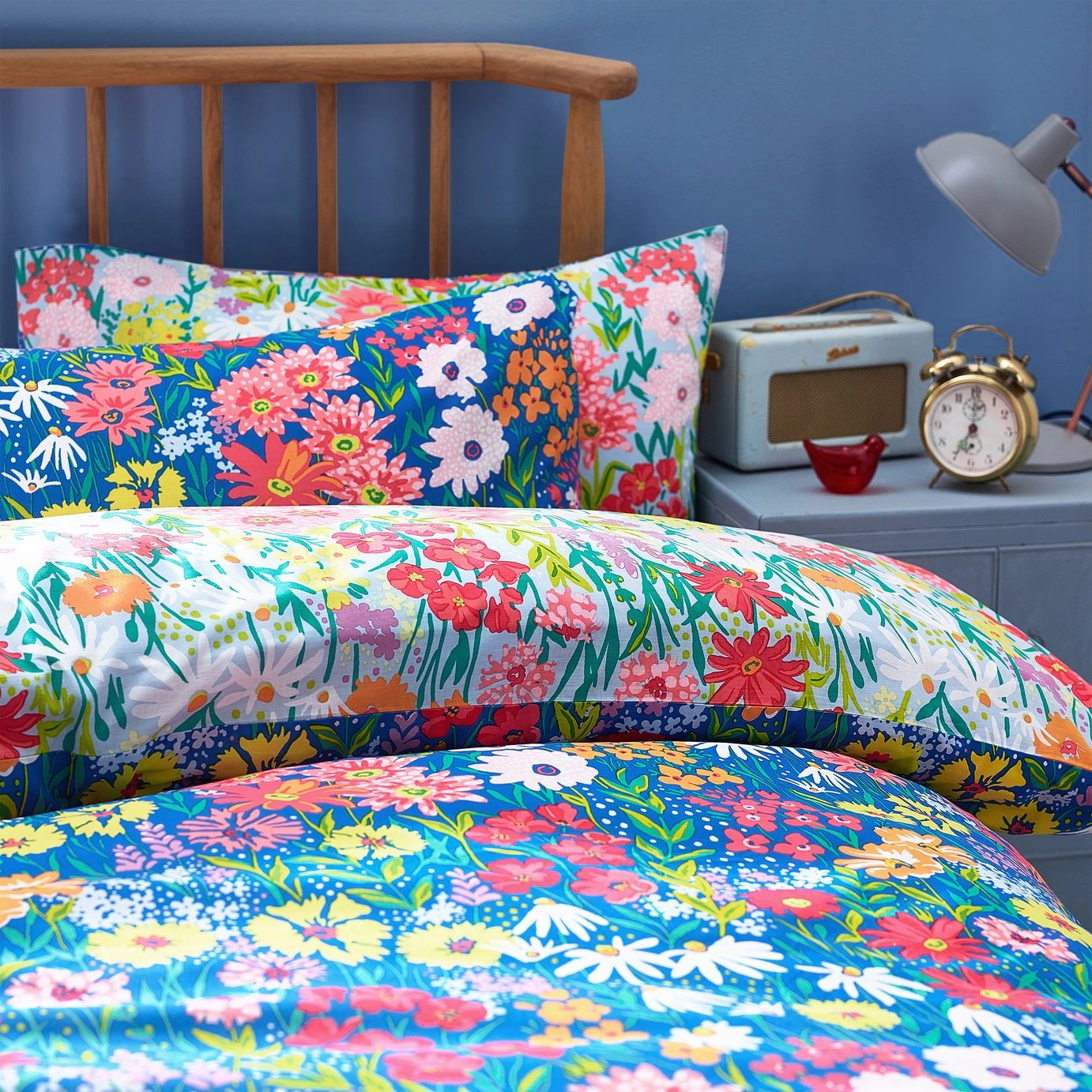 Furn Wild Meadow Floral Blue Bedding Set - Single 3 Furn Wild Meadow Floral Blue Bedding Set - Single