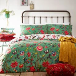 Furn Pomelo Tropical Floral Green Bedding Set - Single -Habitat 3066436 R Z004A