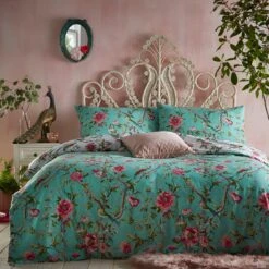 Furn Vintage Chinoiserie Floral Green Bedding Set - Single -Habitat 3066498 R Z004A