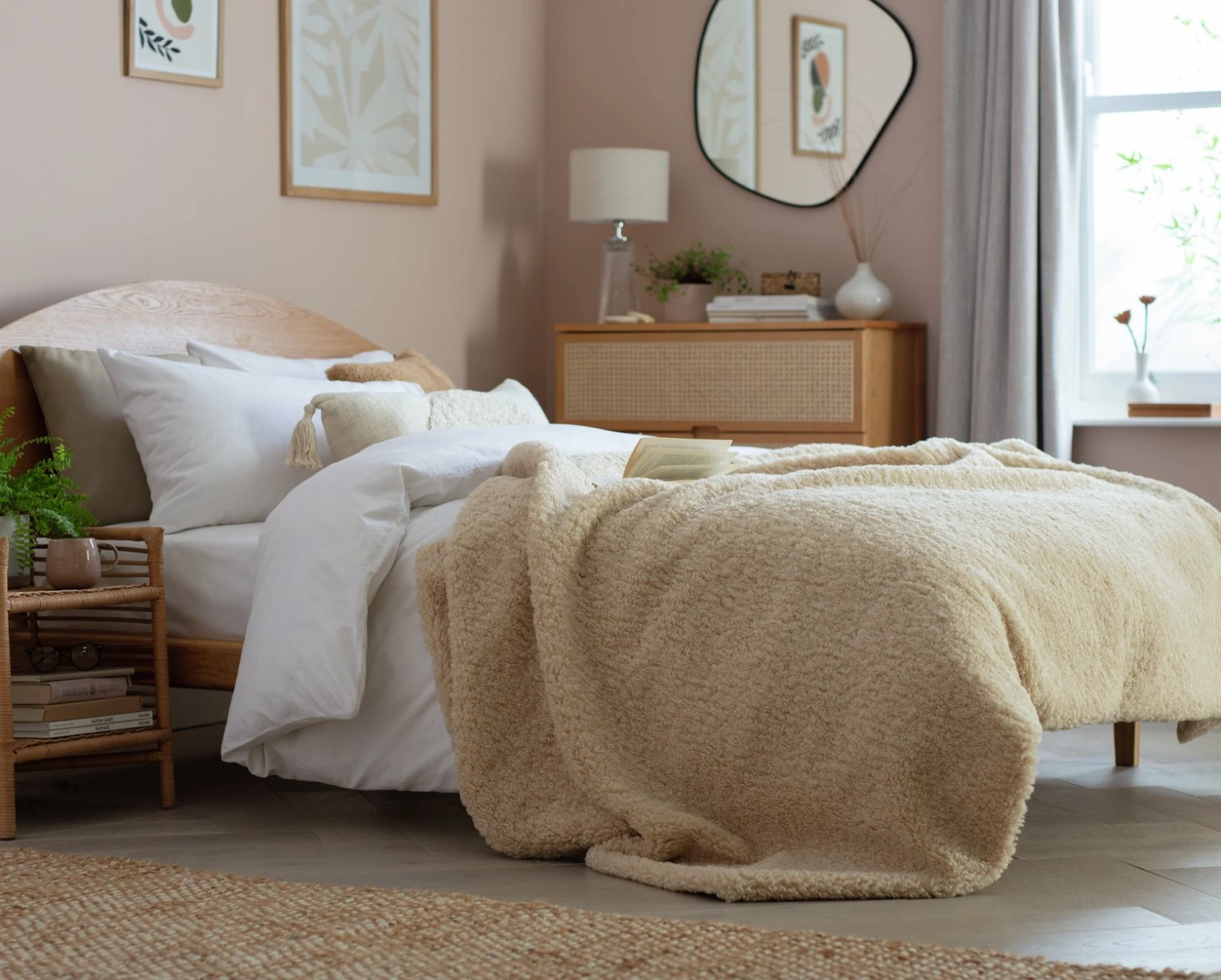 Habitat Shearling Throw - Oatmeal - 150x200cm 4 Habitat Shearling Throw - Oatmeal - 150x200cm - Image 2