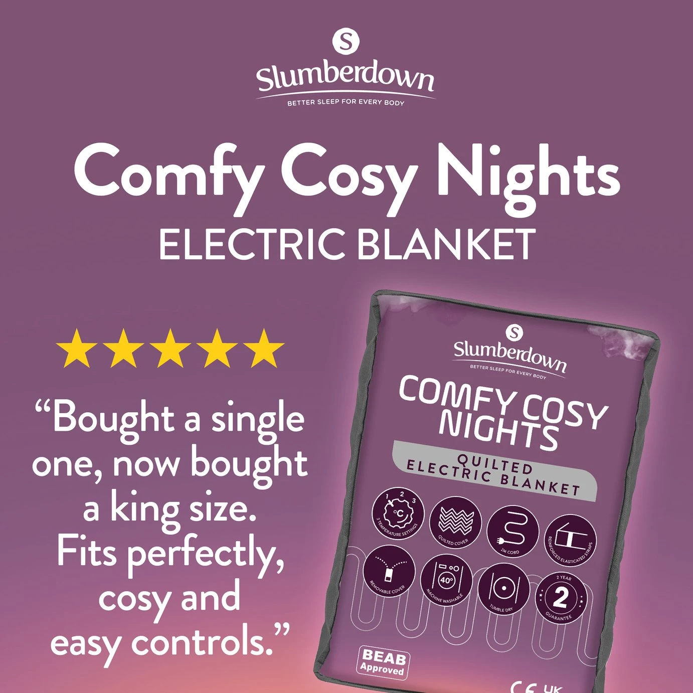 Slumberdown Comfy Cosy Nights Electric Blanket-King 5 Slumberdown Comfy Cosy Nights Electric Blanket-King - Image 3