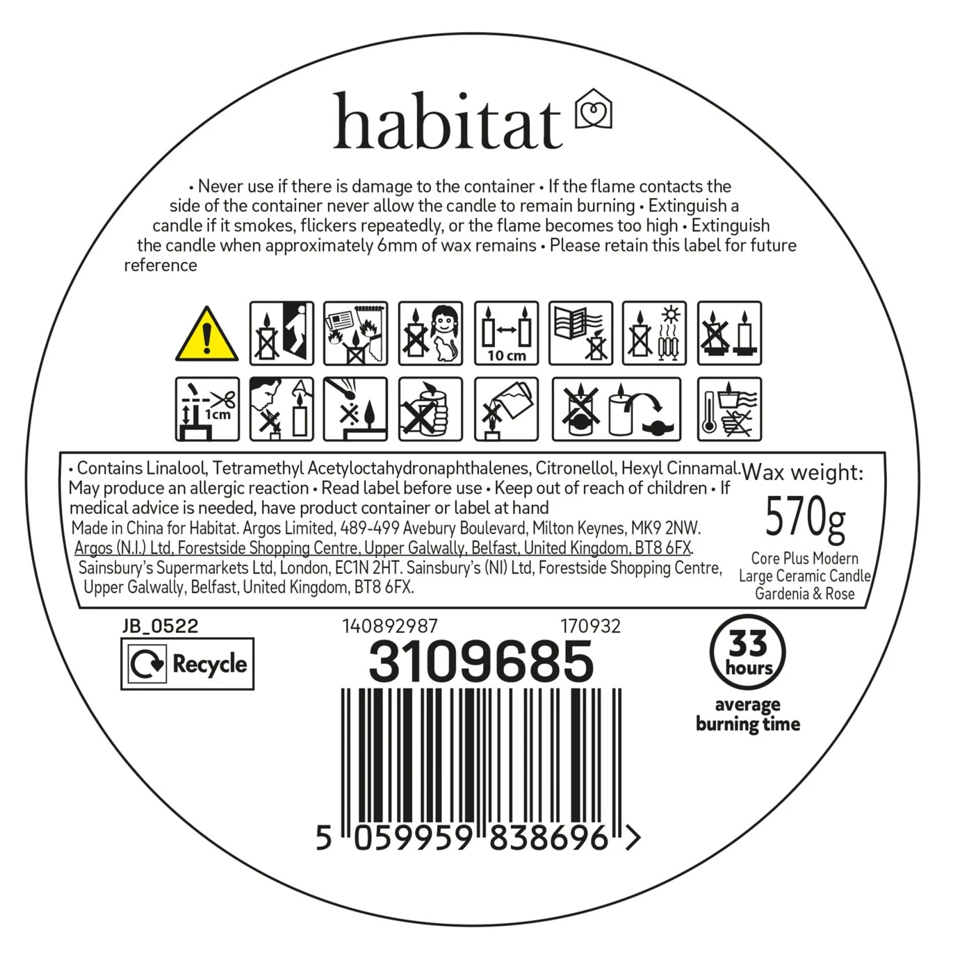 Habitat Large Ceramic Candle - Gardenia & Rose 6 Habitat Large Ceramic Candle - Gardenia & Rose - Image 4