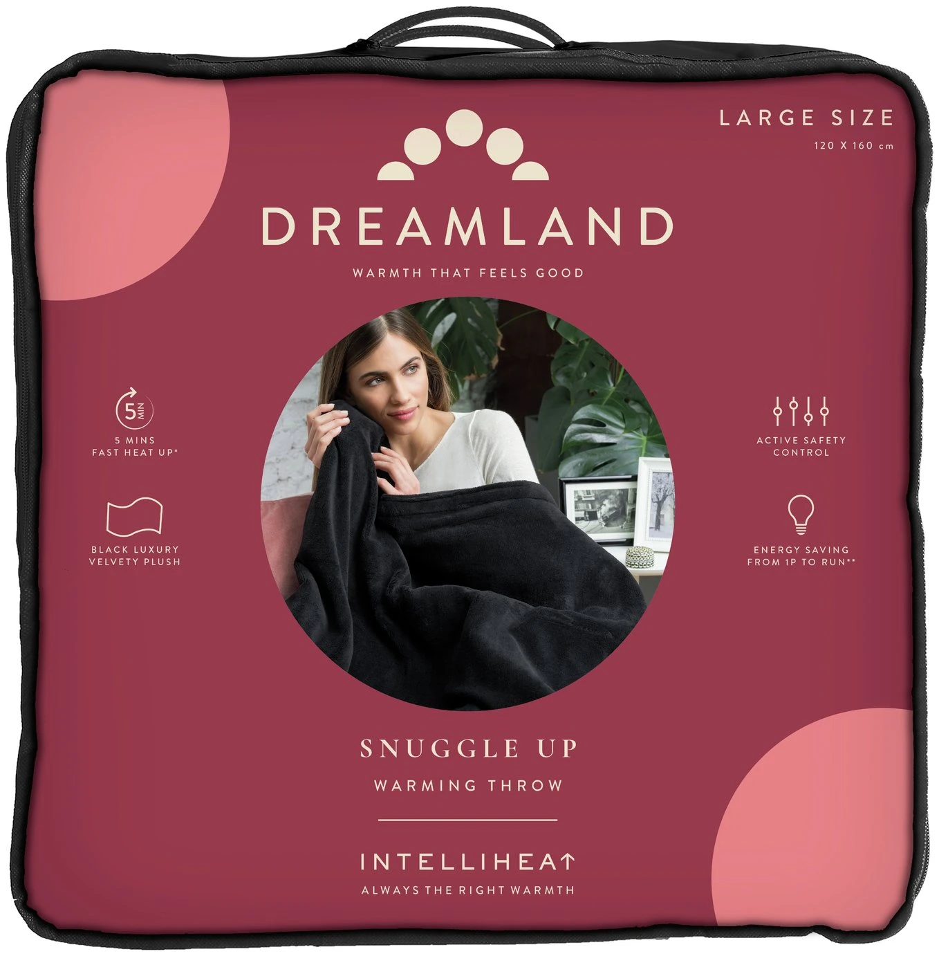 Dreamland Snuggle Up Black Heated Throw - Large 3 Dreamland Snuggle Up Black Heated Throw - Large