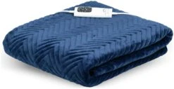 Dreamland Deluxe Velvet Royal Blue Heated Throw - Large -Habitat 3340901 R Z010A