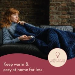 Dreamland Deluxe Velvet Royal Blue Heated Throw - Large -Habitat 3340901 R Z018A