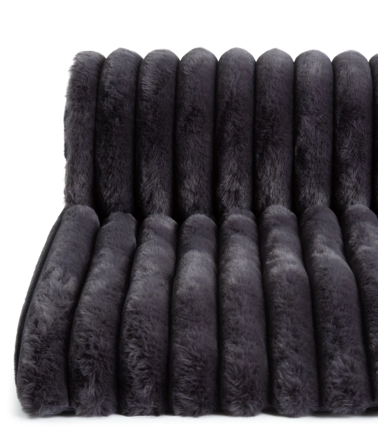 Habitat Ribbed Faux Fur Throw - Charcoal - 125X150cm 6 Habitat Ribbed Faux Fur Throw - Charcoal - 125X150cm - Image 4