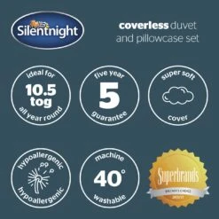 Silentnight Coverless 10.5Tog Grey Duvet & Pillowcase-Single 21 Silentnight Coverless 10.5Tog Grey Duvet & Pillowcase-Single -Habitat 4468624 R Z010A