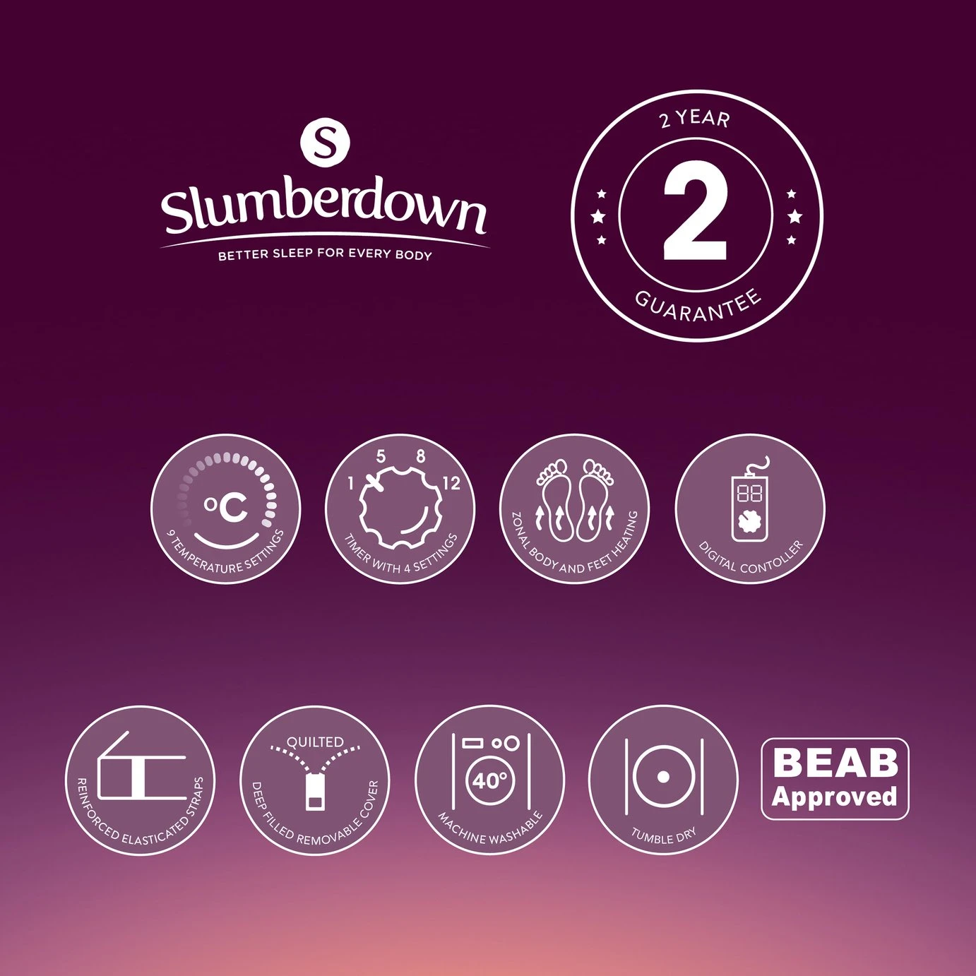 Slumberdown Perfectly Warm Luxury Electric Blanket-King Dual 14 Slumberdown Perfectly Warm Luxury Electric Blanket-King Dual - Image 12