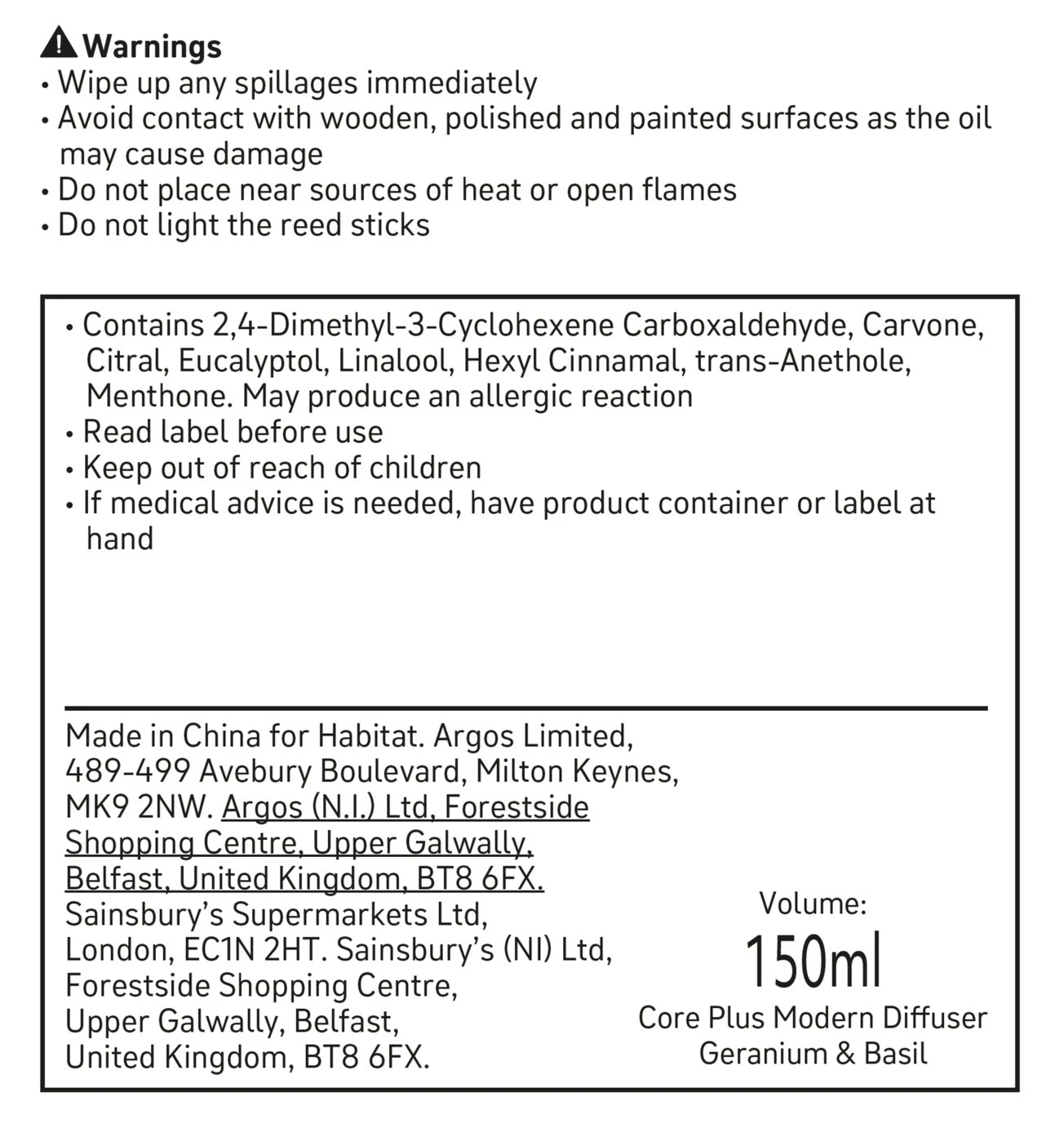 Habitat 150ml Scented Diffuser - Geranium & Basil 7 Habitat 150ml Scented Diffuser - Geranium & Basil - Image 5