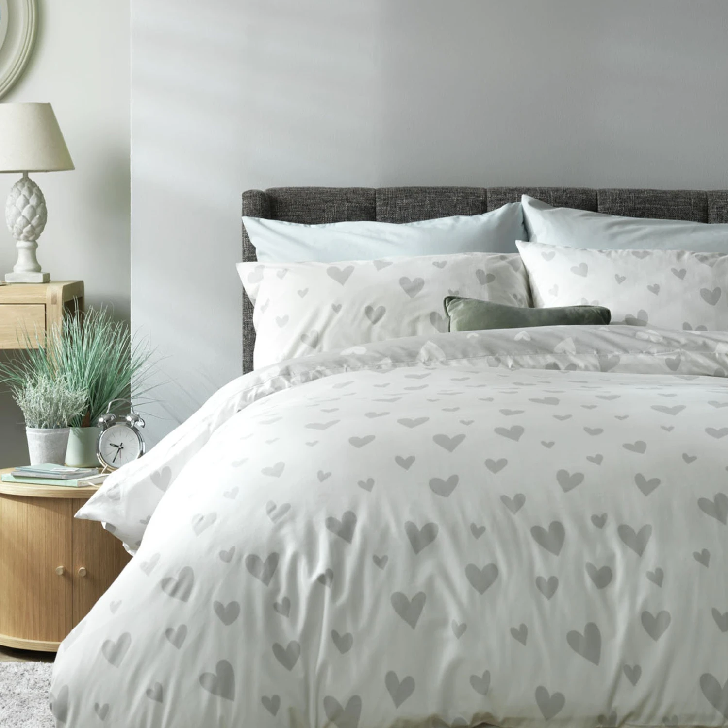 Habitat Hearts Grey & White Bedding Set - Single 3 Habitat Hearts Grey & White Bedding Set - Single