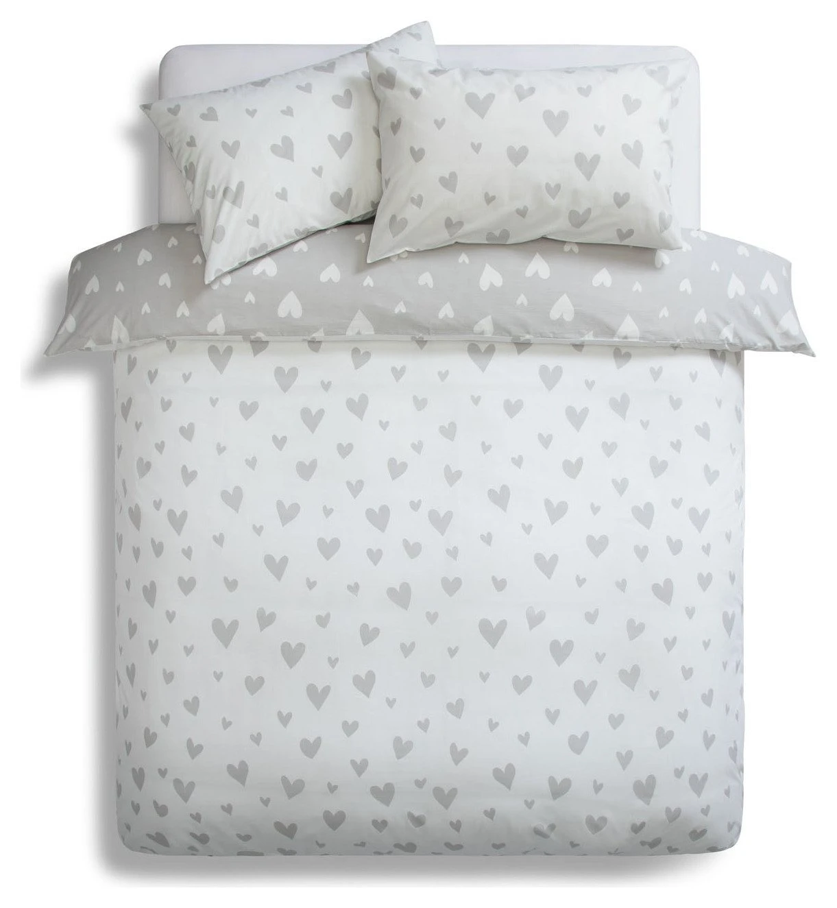 Habitat Hearts Grey & White Bedding Set - Single 5 Habitat Hearts Grey & White Bedding Set - Single - Image 3