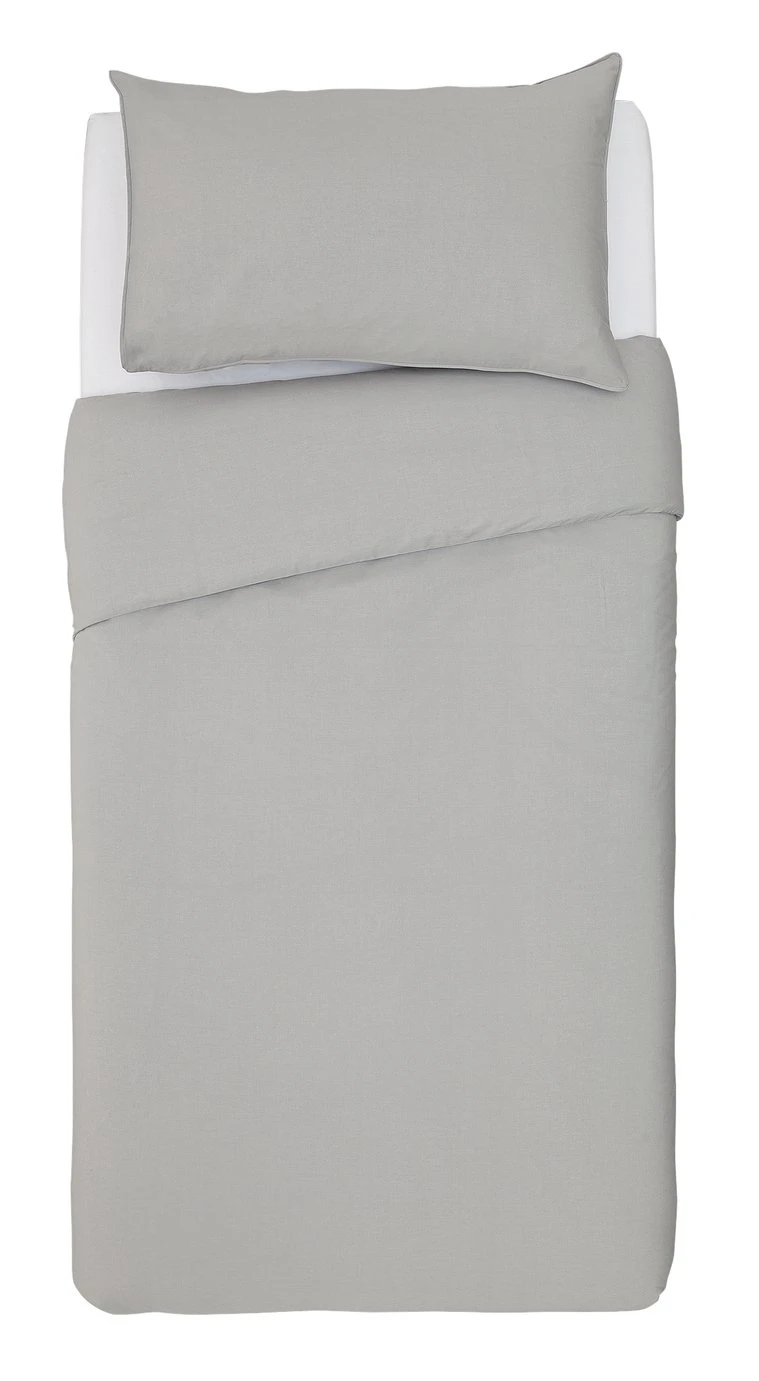 Habitat Cotton Rich Plain Grey Bedding Set - Single 3 Habitat Cotton Rich Plain Grey Bedding Set - Single