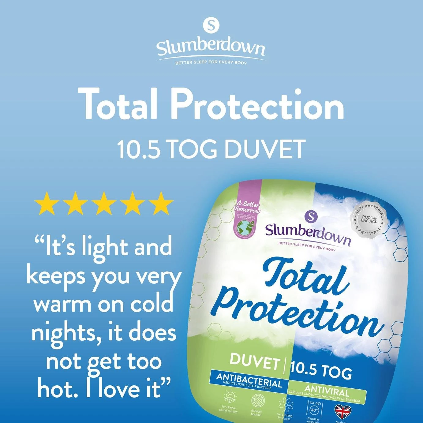 Slumberdown Total Protection 10.5 Tog Duvet - Double 4 Slumberdown Total Protection 10.5 Tog Duvet - Double - Image 2