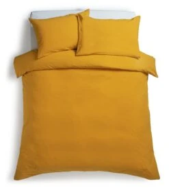 Habitat Stonewashed Cotton Plain Mustard Bedding Set -Double