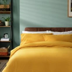 Habitat Stonewashed Cotton Plain Mustard Bedding Set -Double 13 Habitat Stonewashed Cotton Plain Mustard Bedding Set -Double -Habitat 9189252 R Z002C