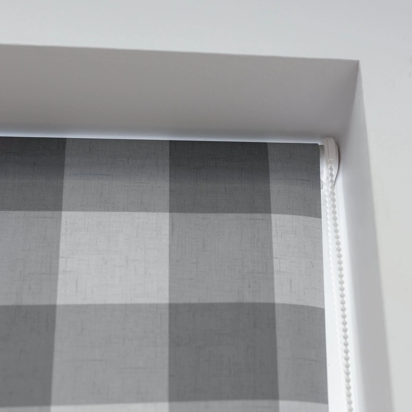 Habitat Block Check Blackout Roller Blind - 3ft - Grey 5 Habitat Block Check Blackout Roller Blind - 3ft - Grey - Image 3