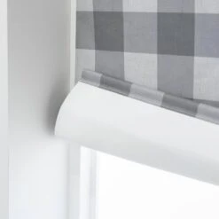 Habitat Block Check Blackout Roller Blind - 3ft - Grey 10 Habitat Block Check Blackout Roller Blind - 3ft - Grey -Habitat 9372746 R Z003C