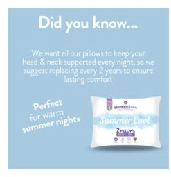 Slumberdown Summer Cool Medium Support Pillow - 2 Pack -Habitat 9378757 R Z004A