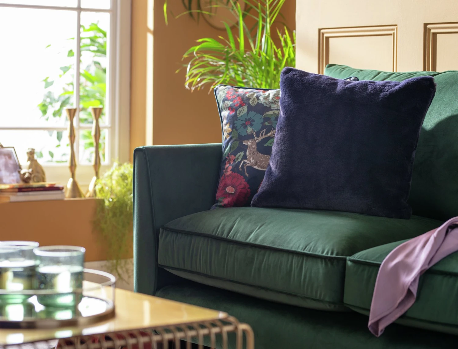 Habitat Plain Faux Fur Cushion - Navy - 43x43cm 3 Habitat Plain Faux Fur Cushion - Navy - 43x43cm - Image 2