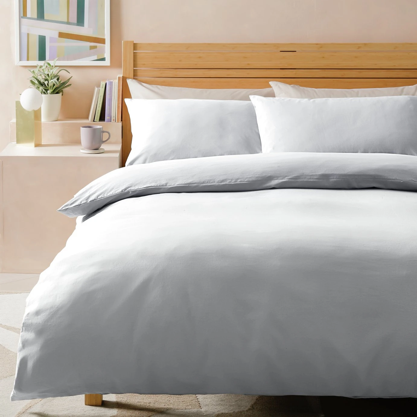 Habitat Stonewashed Cotton Plain White Bedding Set - Single 3 Habitat Stonewashed Cotton Plain White Bedding Set - Single