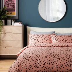 Habitat Cotton Dot Penny Pink & Black Bedding Set - Single