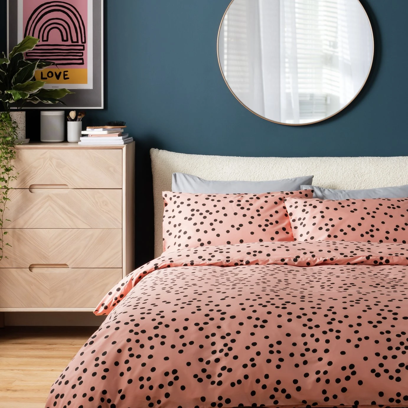 Habitat Cotton Dot Penny Pink & Black Bedding Set - Single 3 Habitat Cotton Dot Penny Pink & Black Bedding Set - Single