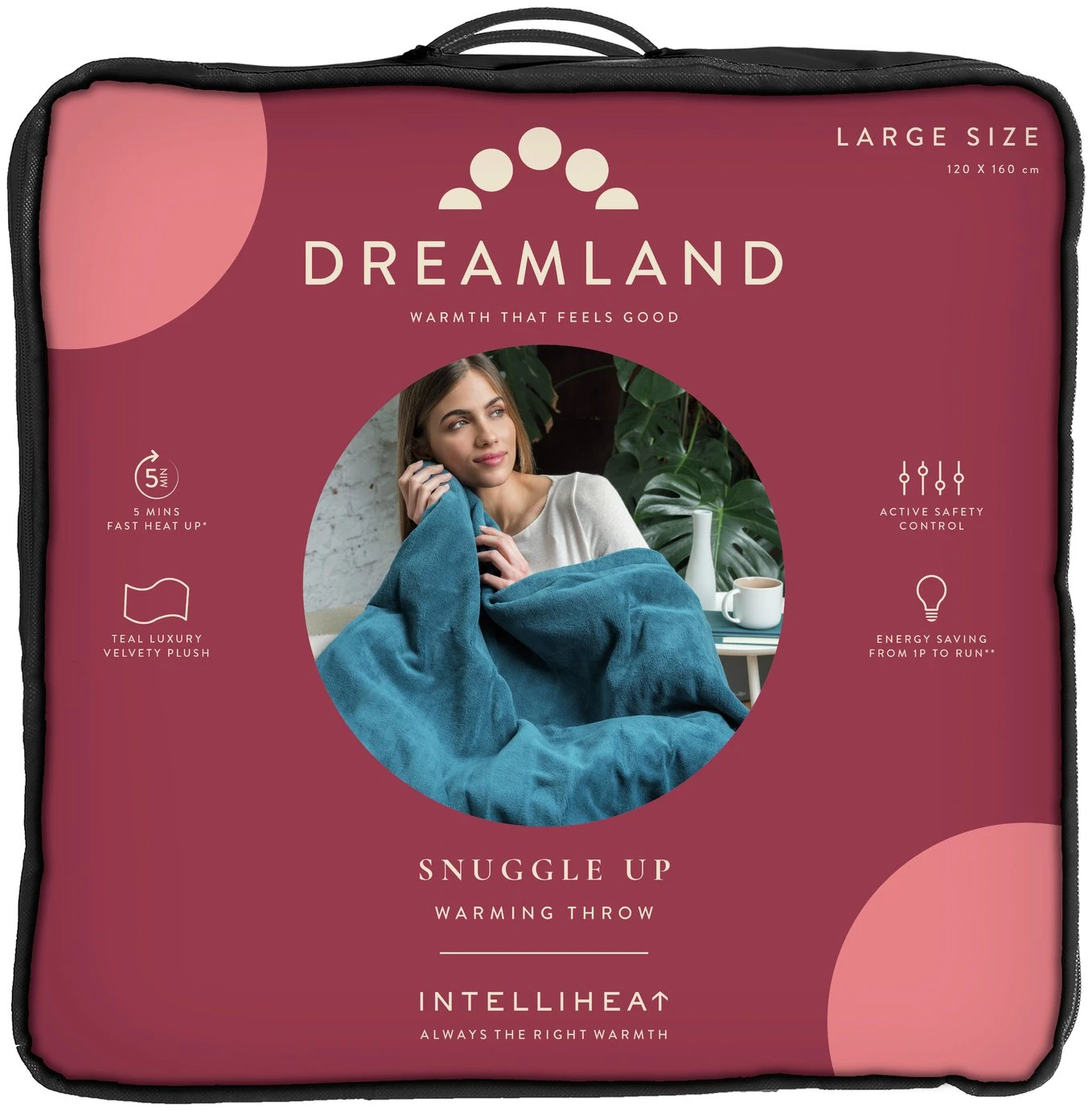 Dreamland Snuggle Up Teal Heated Throw - Large 3 Dreamland Snuggle Up Teal Heated Throw - Large