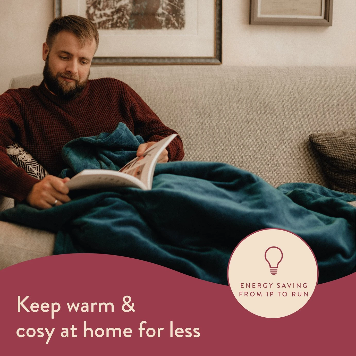 Dreamland Snuggle Up Teal Heated Throw - Large 5 Dreamland Snuggle Up Teal Heated Throw - Large - Image 3