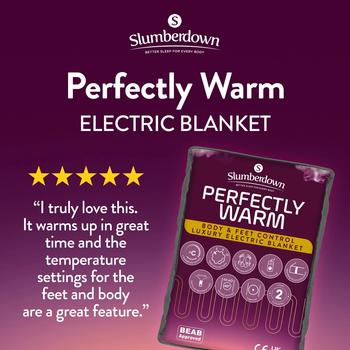 Slumberdown Perfectly Warm Luxury Electric Blanket - Single 5 Slumberdown Perfectly Warm Luxury Electric Blanket - Single - Image 3