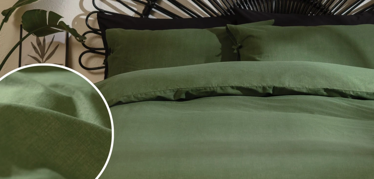 Habitat Cotton Textured Plain Green Bedding Set - Single 7 Habitat Cotton Textured Plain Green Bedding Set - Single - Image 5