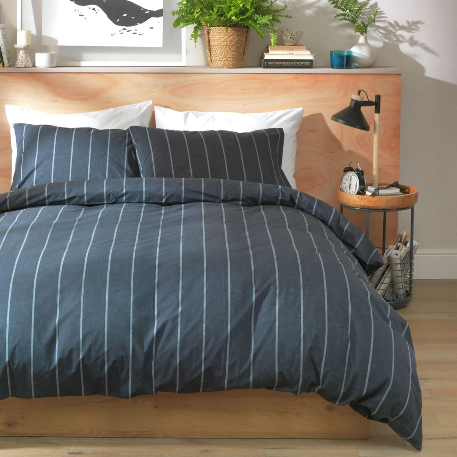 Habitat Cotton Modern Country Stripe Navy Bedding Set-Single 3 Habitat Cotton Modern Country Stripe Navy Bedding Set-Single