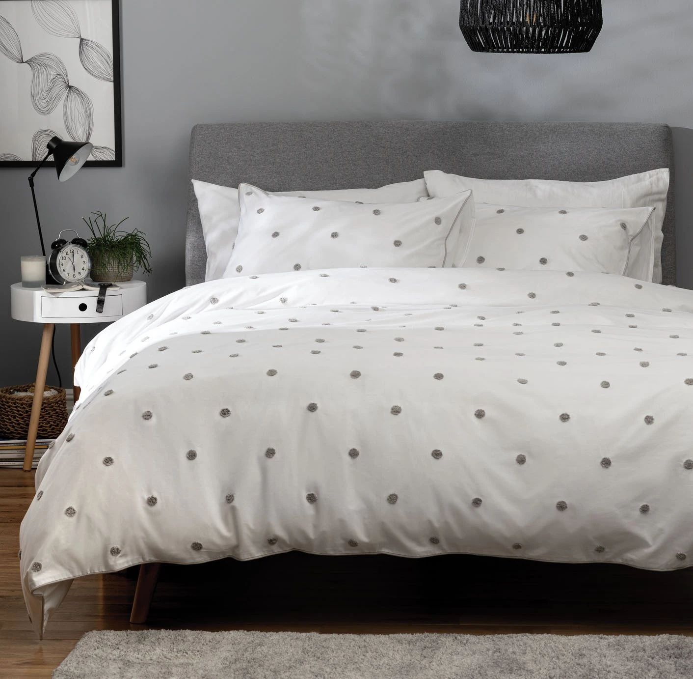 Habitat Tufted Spot White & Grey Bedding Set - Single 3 Habitat Tufted Spot White & Grey Bedding Set - Single