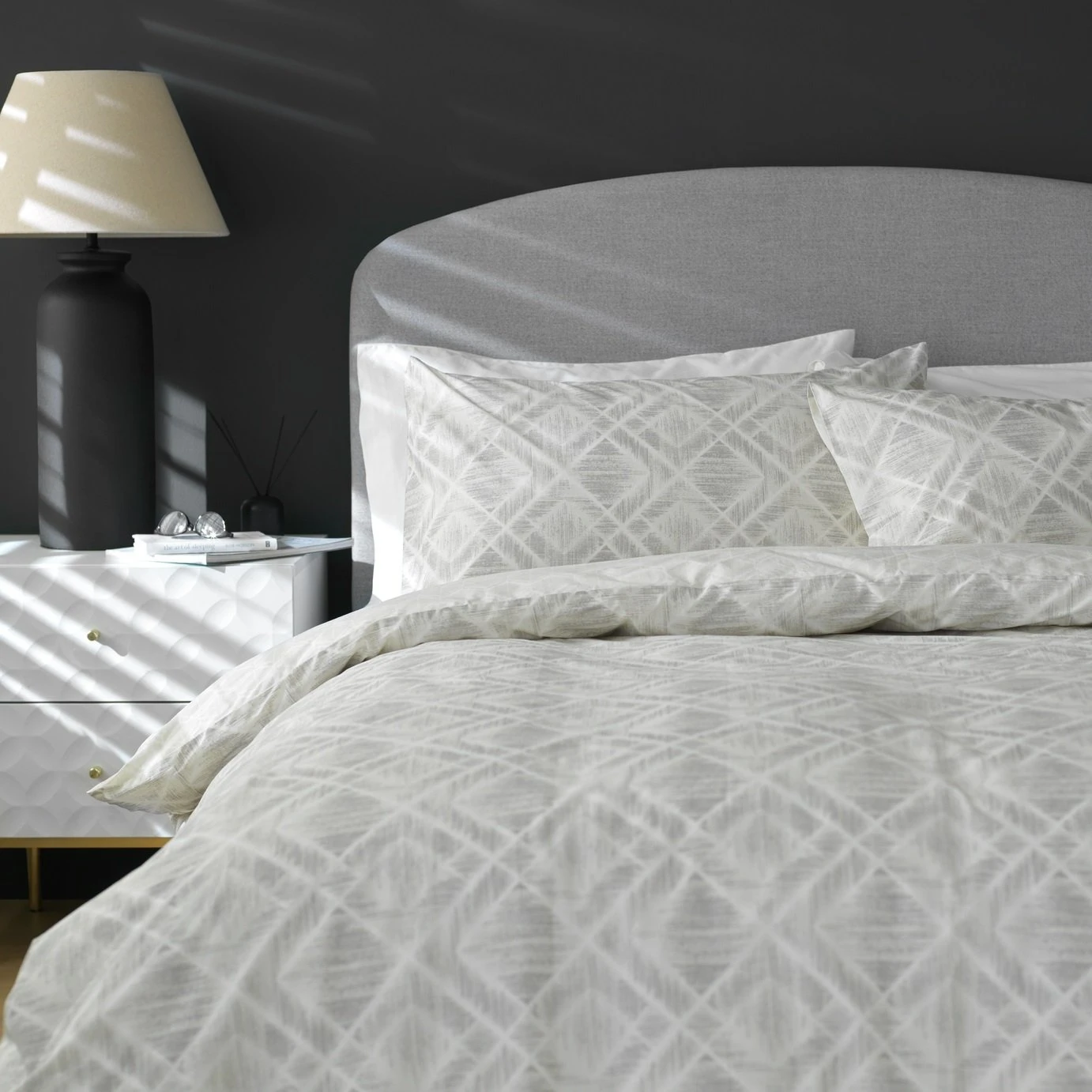 Habitat Cotton 200TC Geo Silver & Cream Bedding Set - Single 3 Habitat Cotton 200TC Geo Silver & Cream Bedding Set - Single